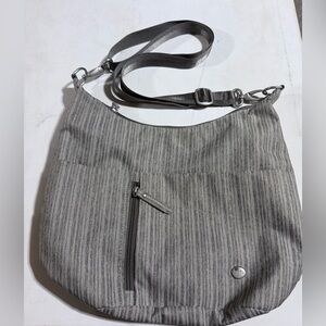 Haiku Amble Hobo Gray Striped Shoulder Bag